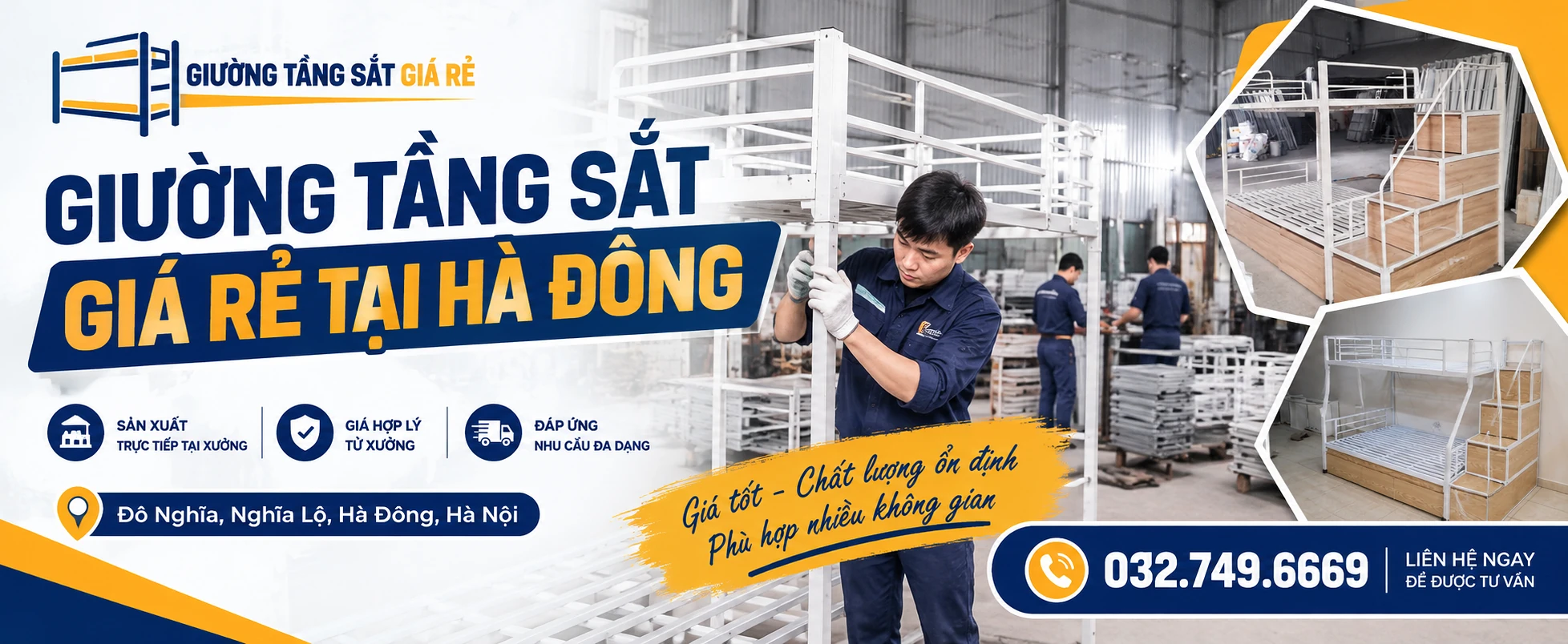 Xưởng giường tầng sắt giá rẻ ại Hà Đồng Hà Nội