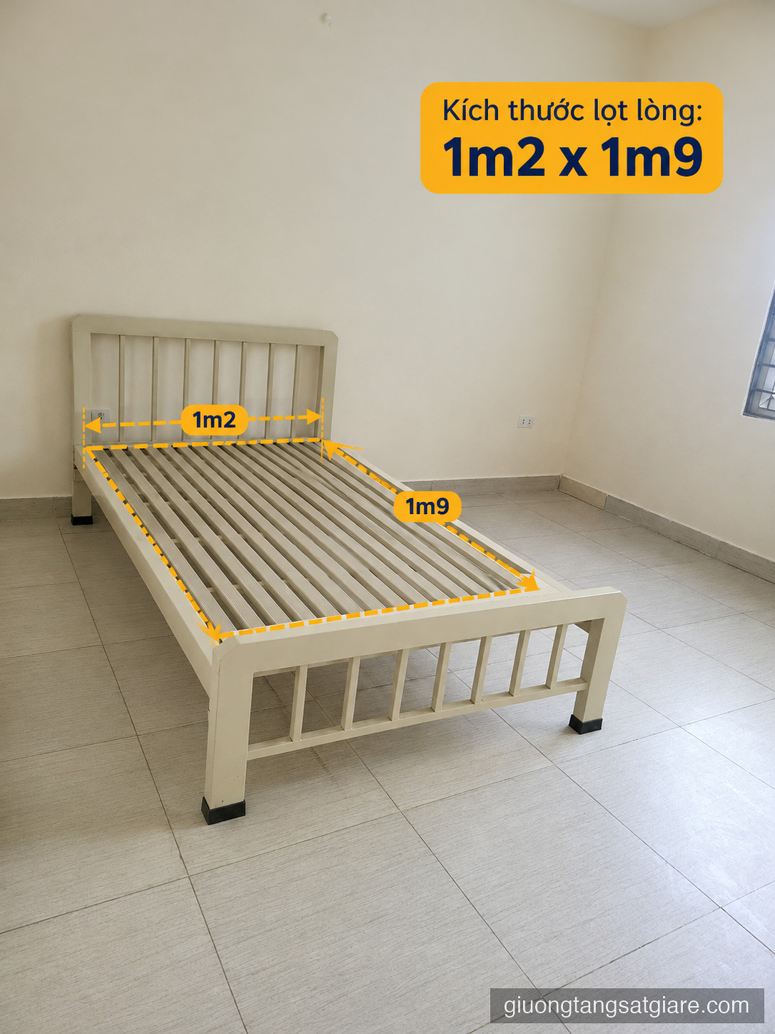 Giường 1m2 x 1m9 – Kích thước lọt lòng