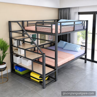Giường sắt 2 tầng 1m2 hệ cầu thang ngoài - Mã GT2-100-190