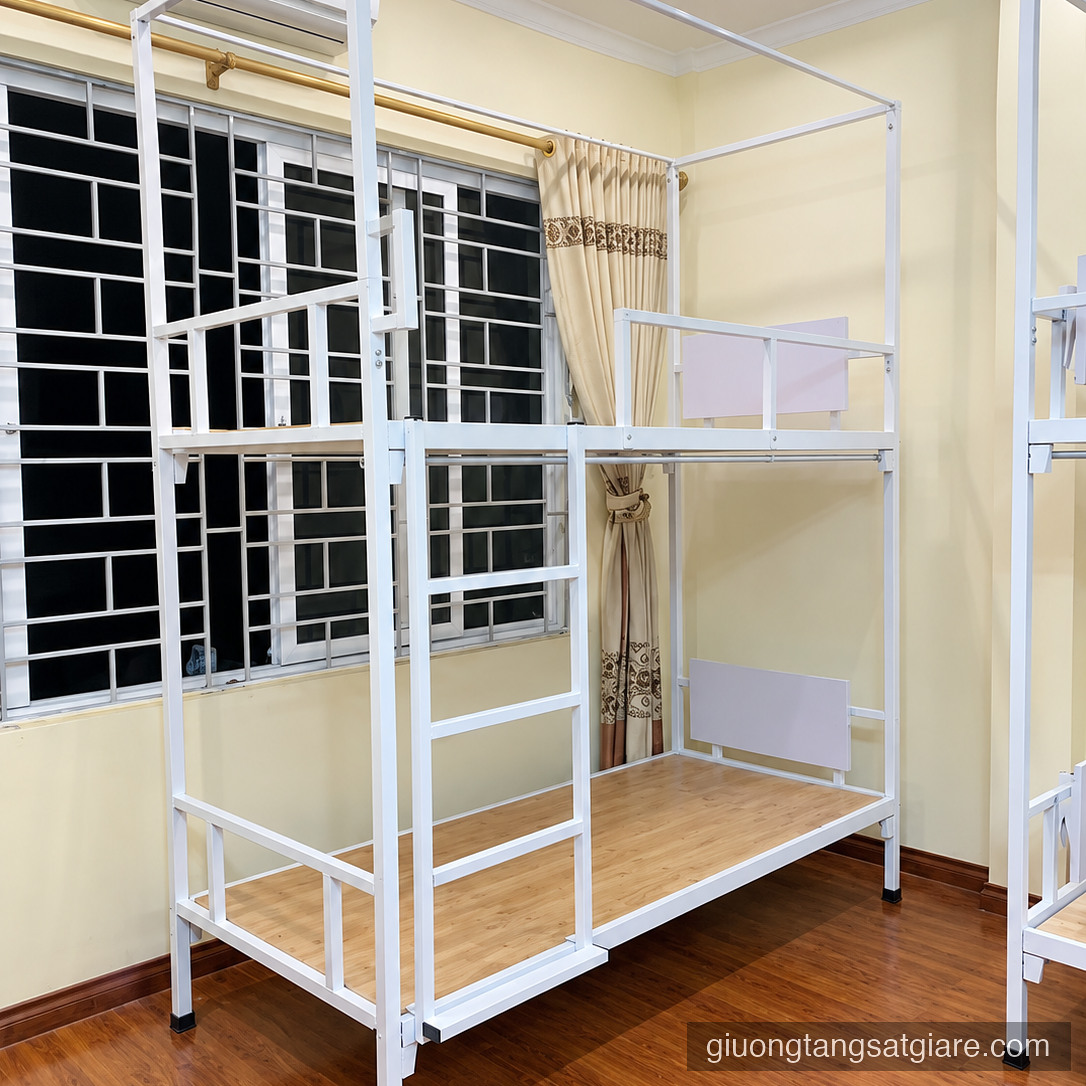 Giường 2 tầng sắt rộng 85cm x dài 1m9 - thiết kế khung rèm GT2-85-190-RM