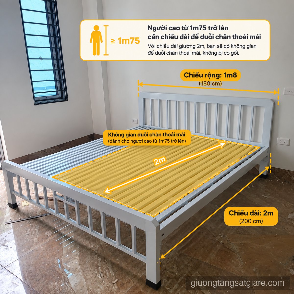 Người cao từ 1m75 trở lên cần chiều dài để duỗi chân thoải mái